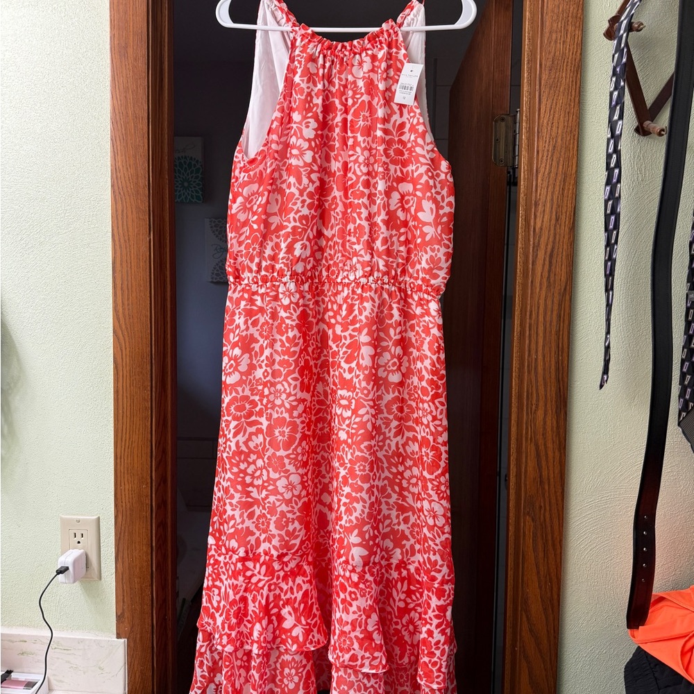 Ann Taylor Red and White Floral Dress
